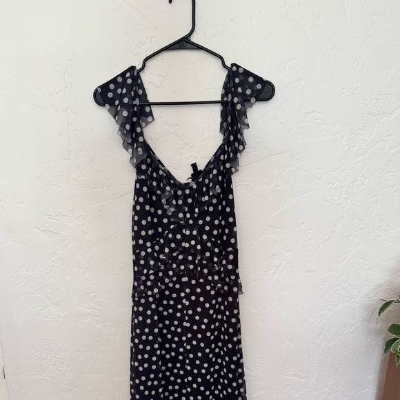 River Island Black Polka Dot One-Shoulder Ruffle Dress NWT - Picture 8 of 8